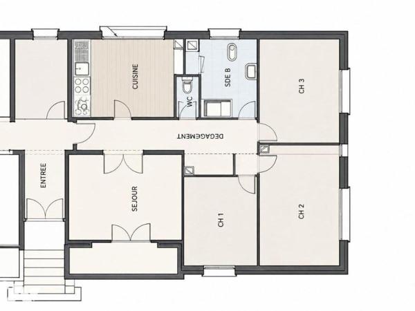 Dans petite copropriété
Appartement comprenant entrée , séjour, cuisine, WC, salle d'eau, 3 ch...