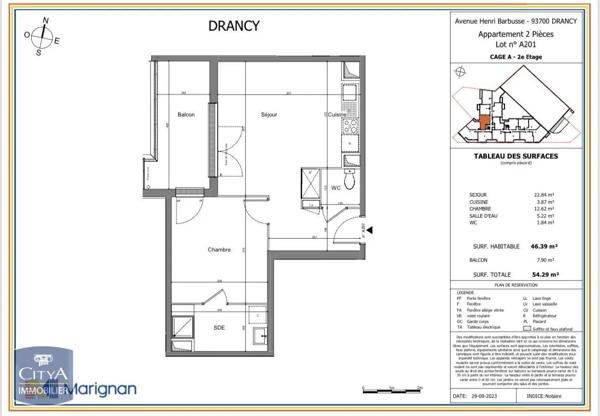 Appartement à louer 2 pièces 46.39m² Drancy (93700)