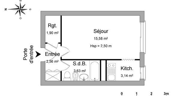 Location Studio 26.81 m² - Limoges 87000