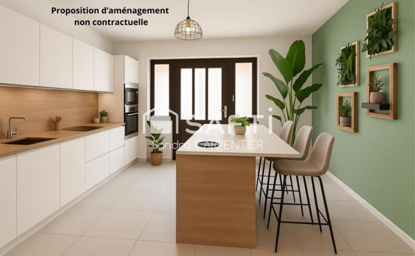 Bel appartement de 61m2 avec une extension possible de 13m² (25m² au sol) et un jardin de 55m²