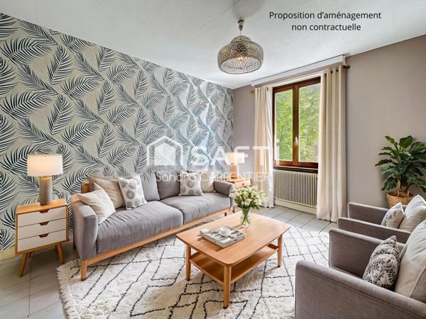 Bel appartement de 61m2 avec une extension possible de 13m² (25m² au sol) et un jardin de 55m²