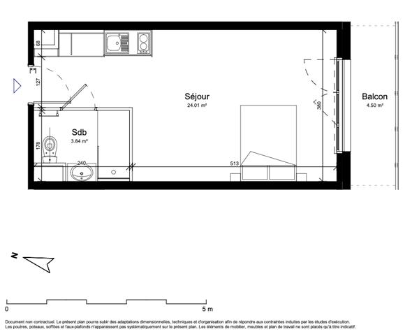 Appartement La Roche Sur Yon 1 pièce(s) 27.85 m2 La roche sur yon