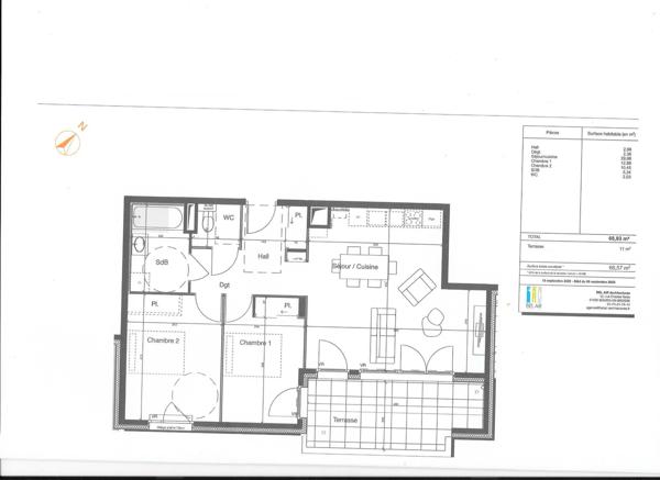 Appartement 3 pièces - 66 m²