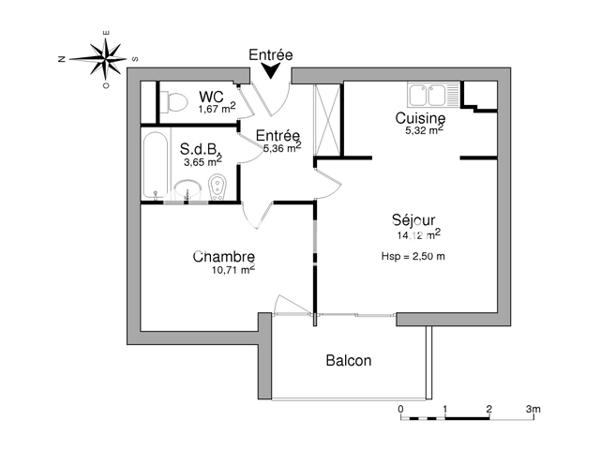 Location Appartement 2 pièces 40.83 m² - 143 AVENUE JEAN PERROT Grenoble 38100