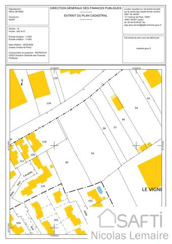A vendre très beau terrain d'une superficie de 285 m² libre de constructeur LOT N° 3 sur NIORT proche zone commerciale.