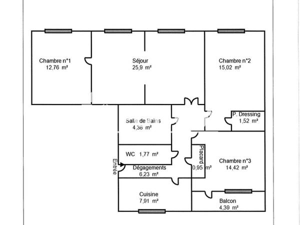 Location Appartement 5 pièces 90.86 m² - 33 RUE DEVOSGE Dijon 21000