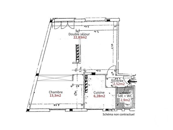 Appartement F3 à vendre  3 pièces - 48 m2 PARIS - 75013