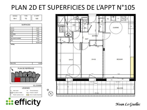 Appartement 3 pièces - 63 m²