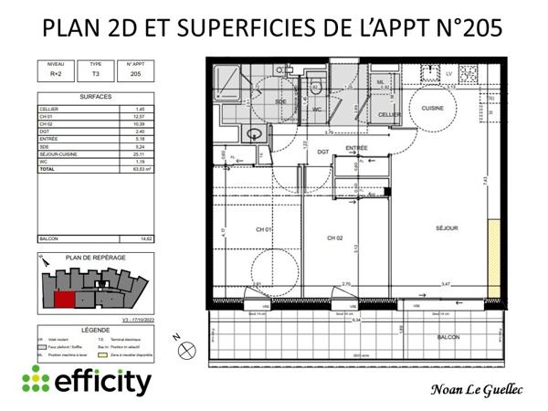 Appartement 3 pièces - 63 m²
