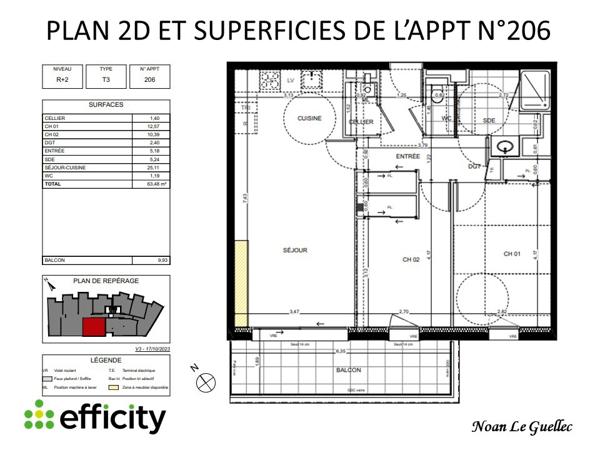 Appartement 3 pièces - 63 m²