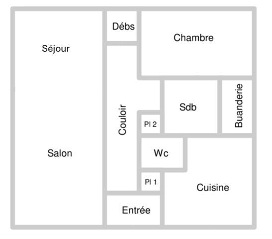 Appartement 57m², une chambre, proche commodités et place Saint Michel à pied