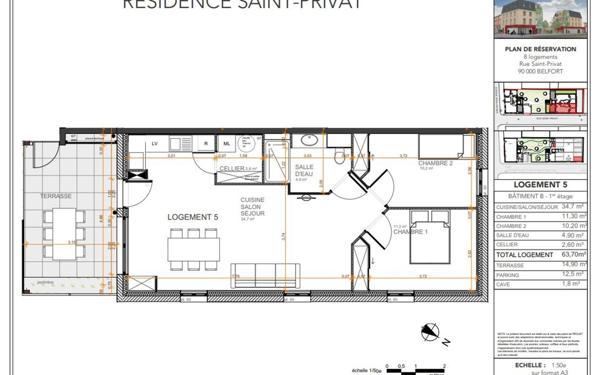 Appartement à vendre    3 pièces • 63,70 m2 Belfort