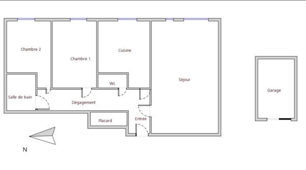 Appartement 3 pièces avec terrasse et garage