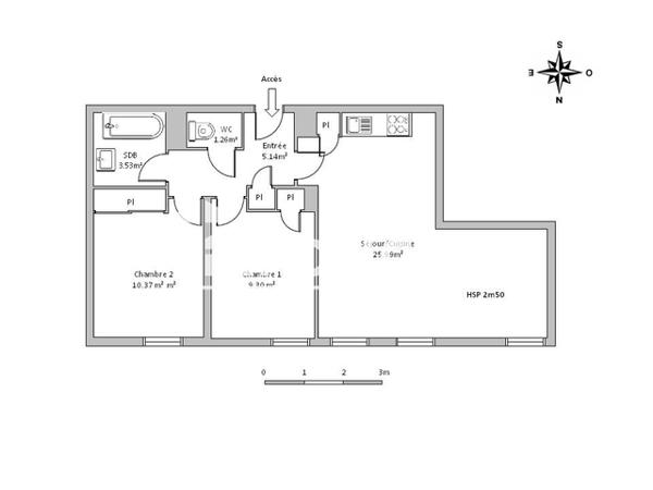 Location Appartement 3 pièces 55.59 m² - 7 RUE DU GENERAL SARRAIL Roubaix 59100
