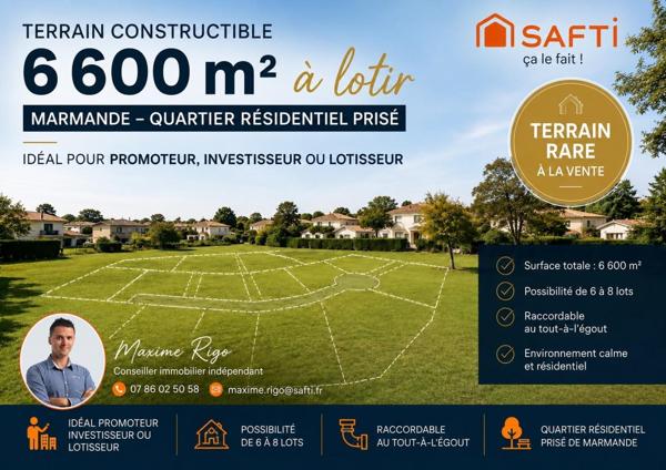 Terrain 6600m² à lotir pour 6 à 8 lots