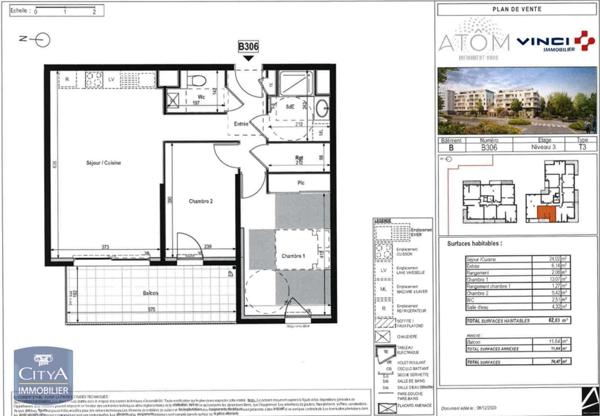 Appartement à louer 3 pièces 62.83m²
