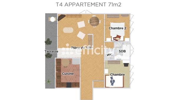 Appartement
         4 pièces
        - 71 m² 352 000 € *