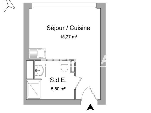 Location Studio 20.8 m² - 12 ALLEE DE LA HOUBLONNIERE Strasbourg 67200
