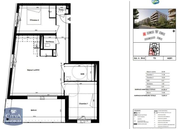Appartement à louer 3 pièces 61.58m² Cognin (73160)