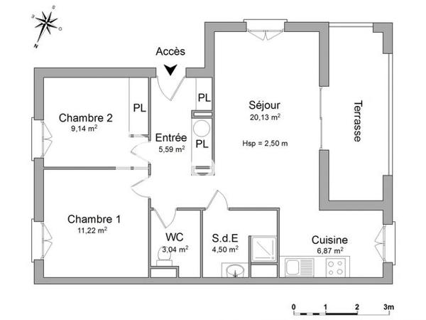Location Appartement 3 pièces 60.5 m² - RESIDENCE LE DOMAINE DES GRAVES Montussan 33450