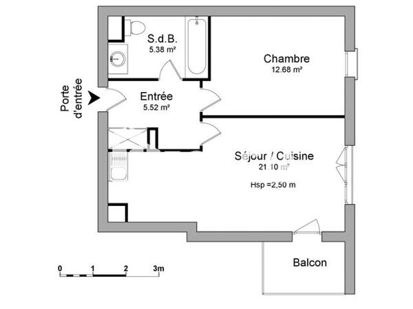Location Appartement 2 pièces 44.7 m² - 8 ALLEE DU PUIT DE LA ROCHE Amiens 80000
