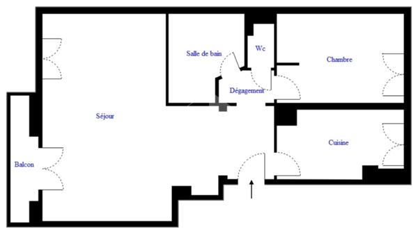 Sèvres Brancas - 2/3 pièces 56,3 m², balcon plein sud, 3ème étage - Fort potentiel
