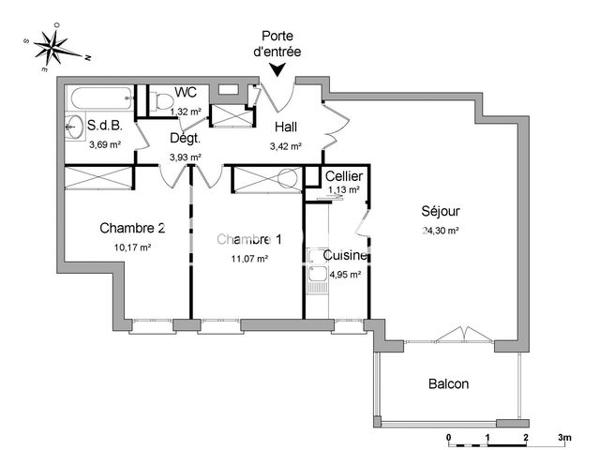 Location Appartement 3 pièces 63.98 m² - 38 RUE STANISLAS Colmar 68000