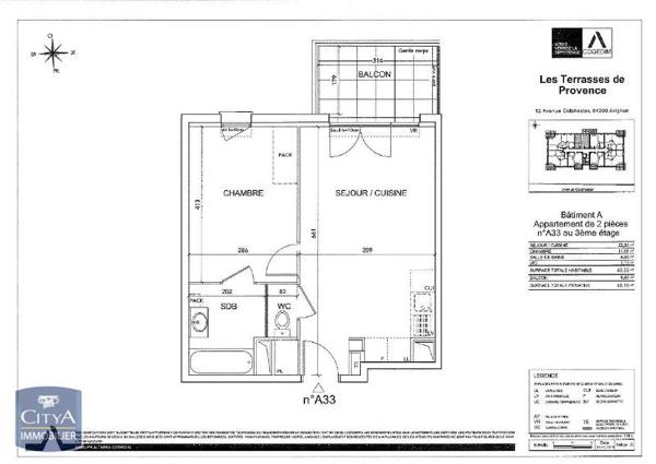 Location appartement Avignon (84) 2 pièces 40.55m²