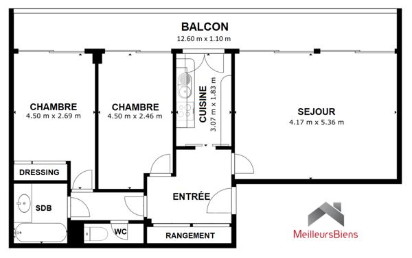 3 pièces 66 m²