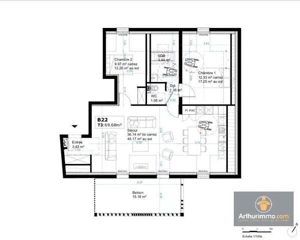 Vente Appartement 2 pièces 35 m2 à Compiègne
