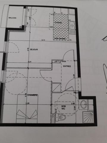 Appartement Cergy 2 pièce(s) 43.10 m2