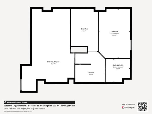 Suresnes - Appartement 3 pièces de 58 m² avec jardin 200 m² - Parking et Cave - 2ème parking en sus