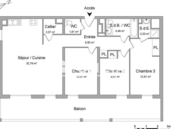 Location Appartement 4 pièces 87.6 m² - 140 AVENUE DE LA MARNE Merignac 33700