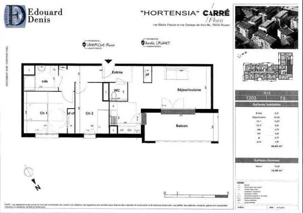Appartement à louer 3 pièces 64.83m² Rouen (76100)
