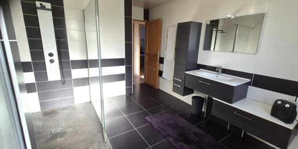 Superbe Pavillon Individuel de Plain-pied de 117 m² Entièrement Rénové avec sa Cour avant de 100 m², Patio, Terrasse avec Barbecue, SPA Massant de 6 Personnes, Terrain de Pétanque, Garage de 29 m² et un joli Terrain Clos, Arboré et entretenu de 1600 m²