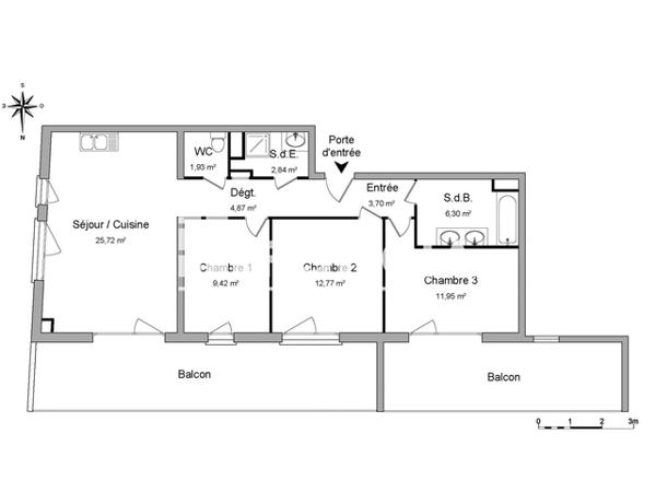 Location Appartement 4 pièces 79.5 m² - AVE GEORGES POMPIDOU Balma 31130