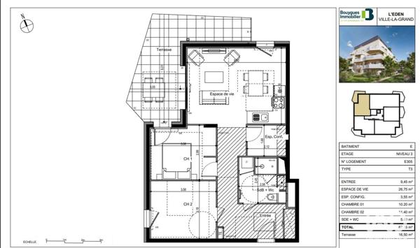 Appartement à vendre 3 pièces 67 m² Ville-la-Grand
