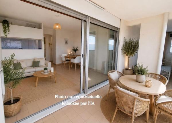 38 m² de lumière en bord de mer — Studio + vaste loggia, rare à Canet Sud