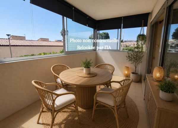 38 m² de lumière en bord de mer — Studio + vaste loggia, rare à Canet Sud