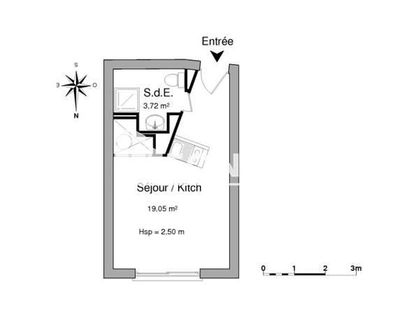 Location Studio 22.8 m² - 2 RUE PAUL ELUARD Pessac 33600