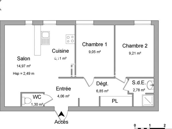 Location Appartement 3 pièces 54.33 m² - 2 RUE JULES VERNE Tours 37000