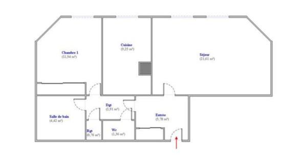 Appartement 2 pièces - 58 m² Exclusivité efficity