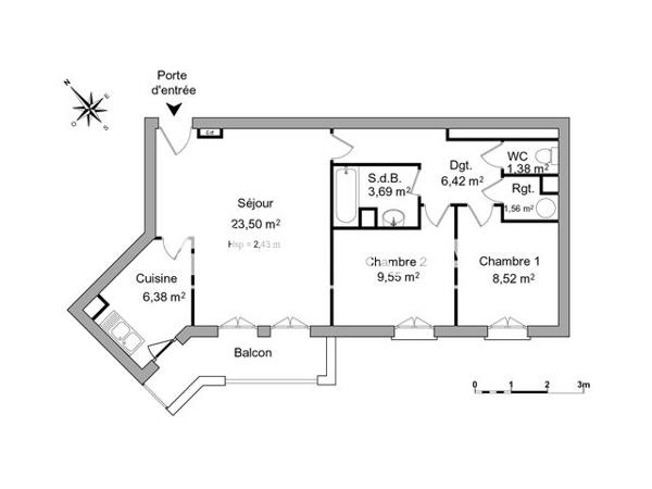 Location Appartement 3 pièces 61 m² - 12 RUE ANDRE BERNARD Rosny Sous Bois 93110
