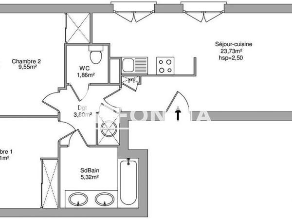 Location Appartement 3 pièces 56.47 m² - 620 PREMIERE AVENUE Antibes 06600