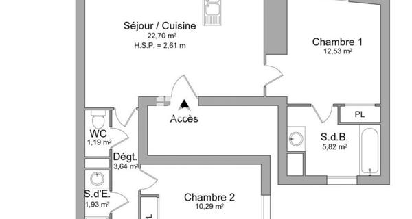 À vendre Appartement 3 pièces 58.1 m² - Bordeaux 33000