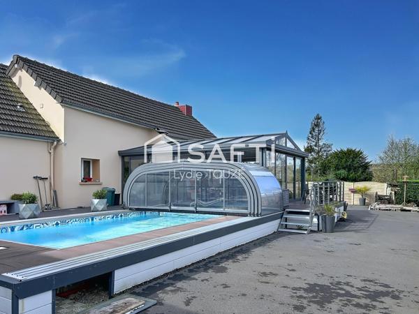 Longère à Tollevast avec vue dégagée et piscine