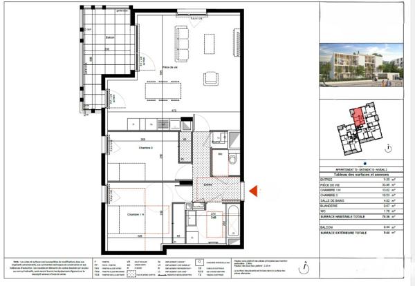 Francheville-Le-Bas, T3 NEUF de 70.56m² au 2ème étage
