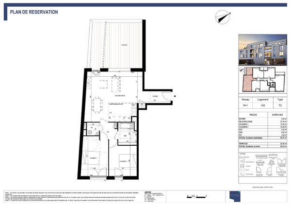 Appartement exposé sud avec balcon Bouguenais 4 pièce(s) 61 m2