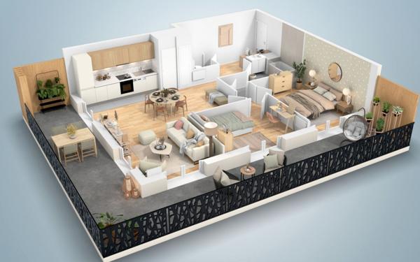 Appartement à vendre    3 pièces • 65,22 m2 Le Plessis-Trévise