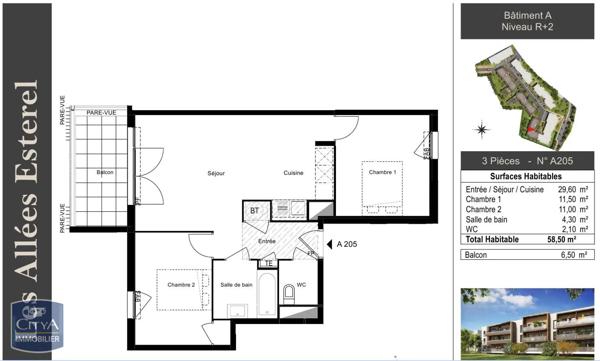 Location appartement 3 pièces de 58.5m²